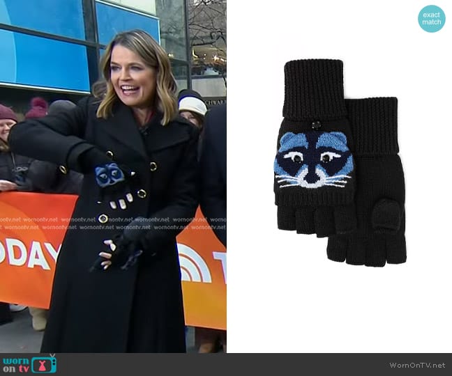 WornOnTV: Savannah’s black raccoon knit mittens and loafers on Today ...