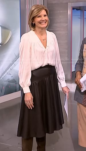 Kate's white blouse and brown leather skirt on NBC News Daily