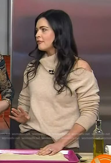 Katie Lee Biegel's beige shoulder cutout turtleneck sweater on Today