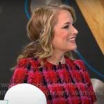 Katie Mcgee’s red houndstooth dress on CBS Mornings