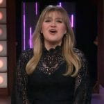 Kelly’s black lace maxi dress on The Kelly Clarkson Show