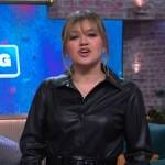 Kelly’s black leather shirtdress on The Kelly Clarkson Show