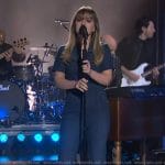 Kelly’s denim jumpsuit on The Kelly Clarkson Show