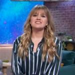 Kelly’s green stripe shirtdress on The Kelly Clarkson Show