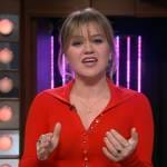 Kelly’s red polo sweater on The Kelly Clarkson Show