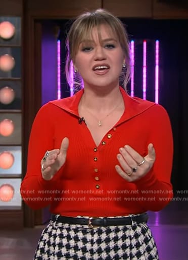 Kelly's red polo sweater on The Kelly Clarkson Show