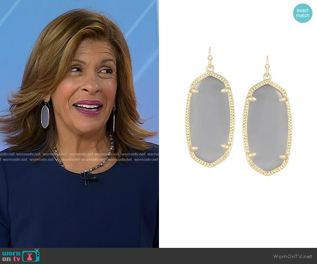 Kendra Scott Elle Gold Drop Earrings in Slate Cats Eye worn by Hoda Kotb on Today