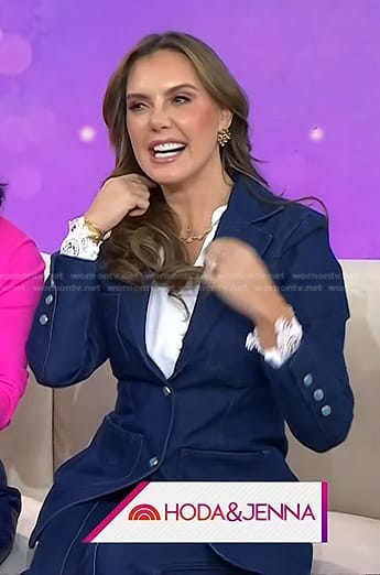 Kendra Scott’s white lace cuff blouse and denim suit  on Today