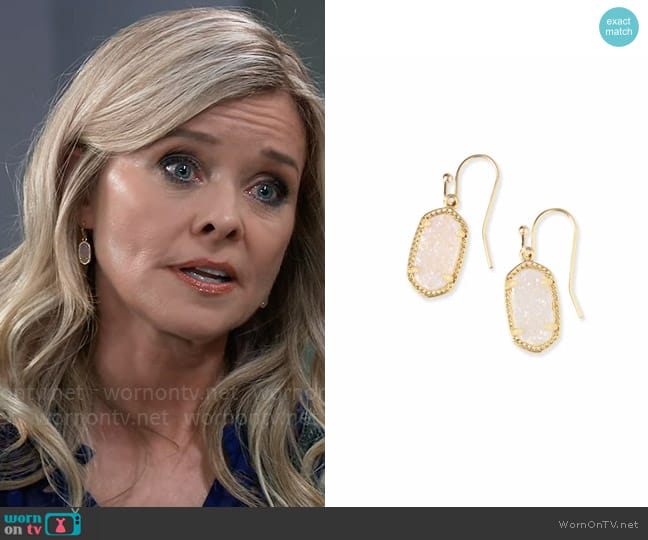 Kendra Scott Lee Earrings in Iridescent Drusy worn by Felicia Scorpio (Kristina Wagner) on General Hospital