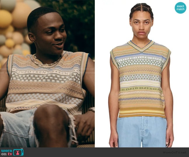 Kenzo Multicolor Kenzo Paris Fairisle Vest worn by Bakari (Ahmad Ferguson) on The Chi