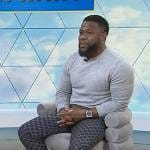 Kevin Hart’s grey printed pants on Today