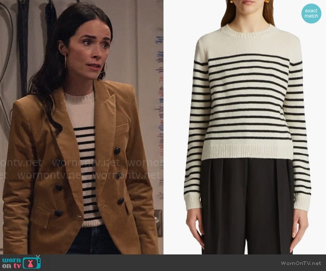 Khaite Diletta Sweater in Magnolia / Black worn by Julia Mariano (Abigail Spencer) on Extended Family