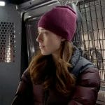 Kim’s burgundy puffer jacket on Chicago PD