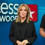 Kit’s black draped mini dress on Access Hollywood