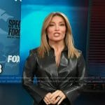 Kit’s black leather twist front dress on Access Hollywood