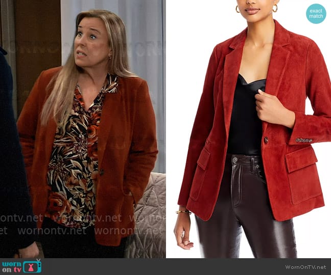 Kobi Halperin Brenna Suede Blazer worn by Laura Collins (Genie Francis) on General Hospital