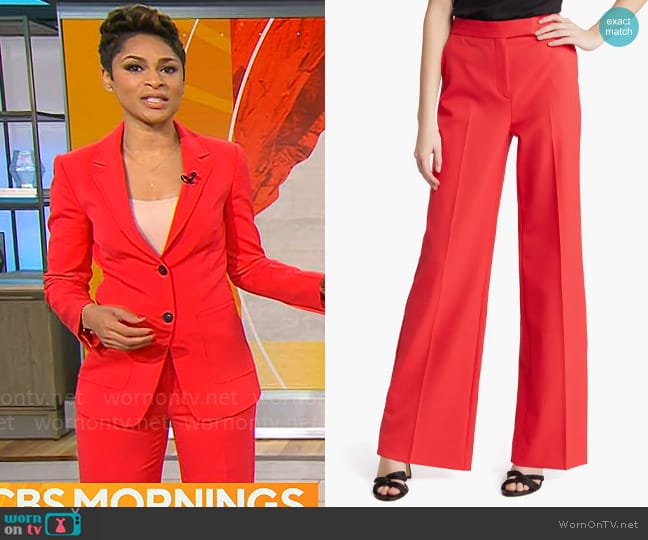 Kobi Halperin Drea Wide Leg Pants in Fire worn by Jericka Duncan on CBS Mornings