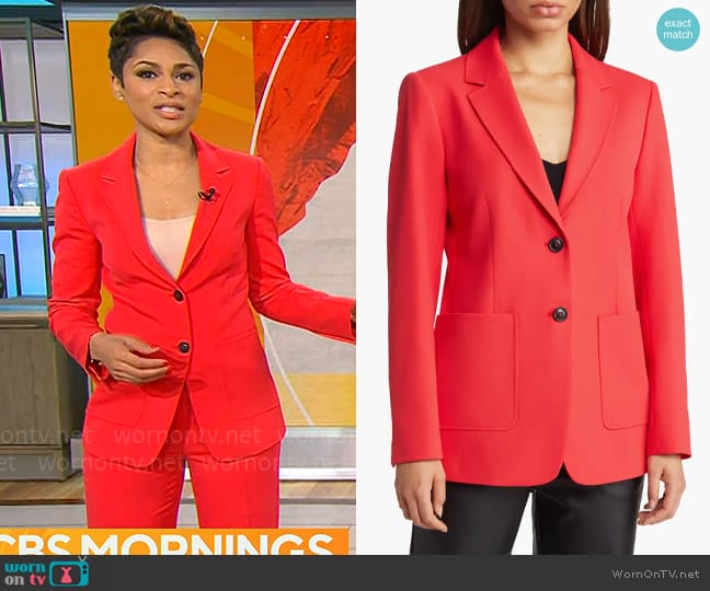 Kobi Halperin Waverly Blazer in Fire worn by Jericka Duncan on CBS Mornings