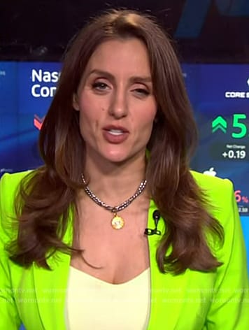 Kristina Partsinevelos’s lime green blazer on NBC News Daily