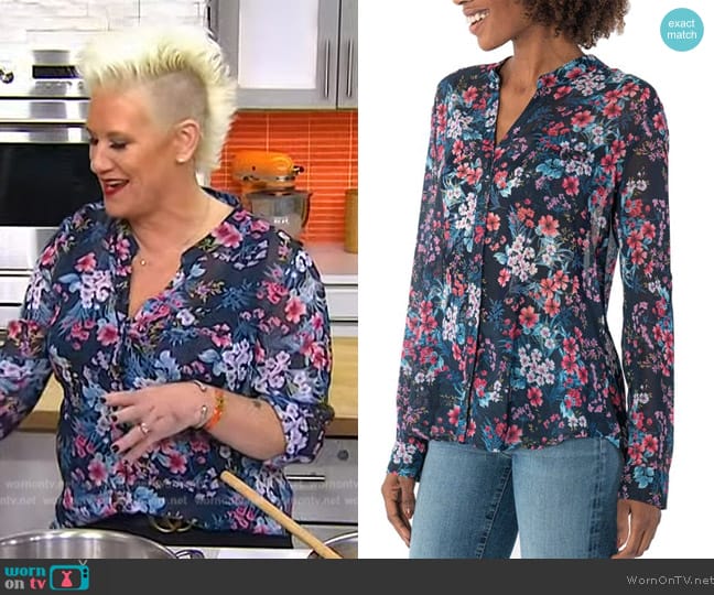 Kut from the Kloth Jasmine Chiffon Button-Up Shirt worn by Anne Burrell on Today