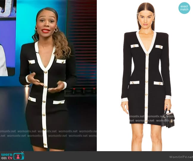 WornOnTV: Zuri’s black contrast trim dress on Access Hollywood | Zuri ...