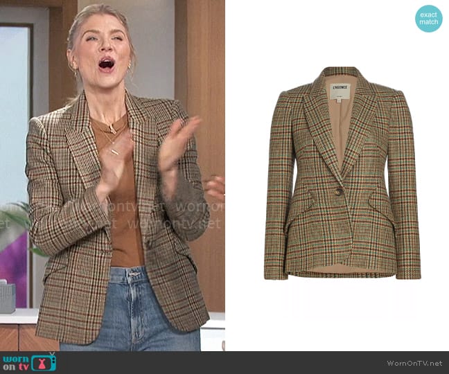 L'Agence Chamberlain Blazer in Tangreen worn by Amanda Kloots on The Talk