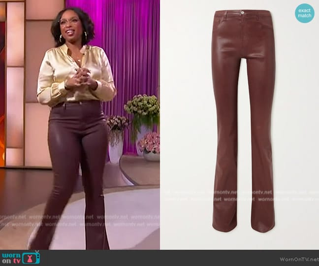 L'Agence Ruth coated cotton-blend slim-leg pants worn by Jennifer Hudson on The Jennifer Hudson Show