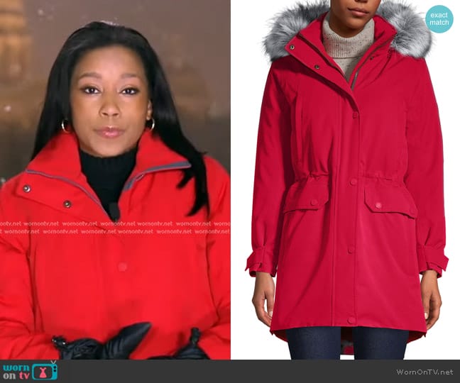 WornOnTV: Rachel’s red down coat on Good Morning America | Rachel Scott ...