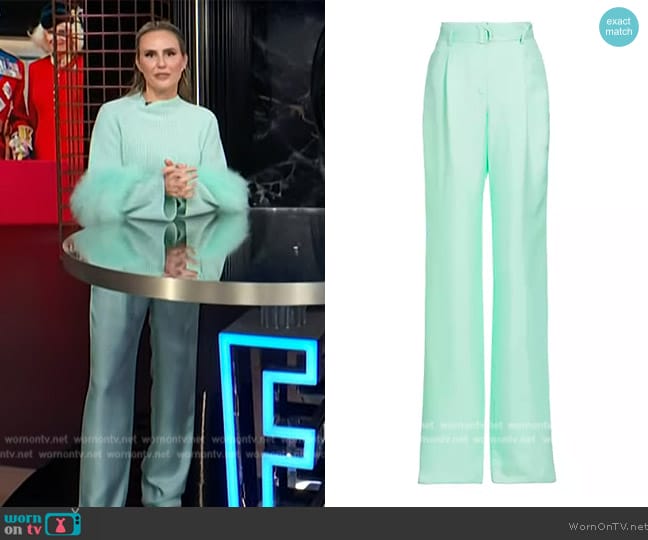 Lapointe Silk High-Rise Belted Trousers worn by Keltie Knight on E! News