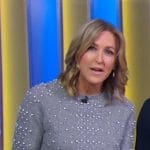 Lara’s grey pearl embellished sweater on Good Morning America