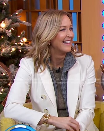 Lara’s white double breasted blazer on Good Morning America