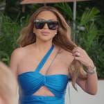 Larsa’s blue satin cutout dress on The Real Housewives of Miami