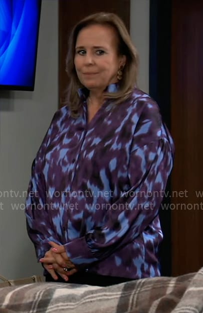 Laura's blue and purple printed top on General Hospital