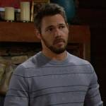 Liam’s grey striped sweater on The Bold and the Beautiful