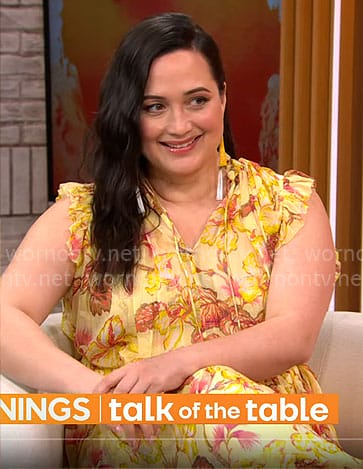 Lily Gladstone’s yellow floral dress on CBS Mornings