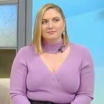 Lily Womble’s lilac cutout sweater on Tamron Hall Show