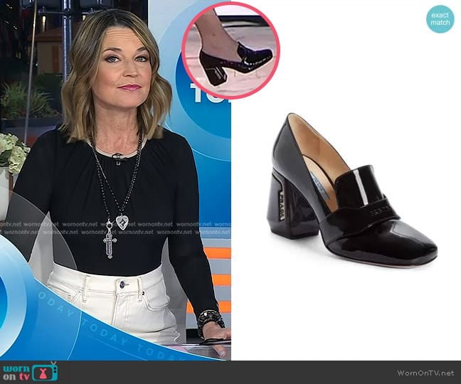 Prada Block Heel Loafer Pump worn by Savannah Guthrie on Today