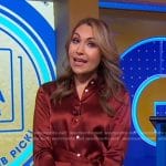 Lori’s burgundy satin shirtdress on Good Morning America