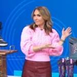 Lori’s pink cable knit sweater and leather skirt on Good Morning America