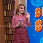 Lori’s red marled sweater and leather skirt on Good Morning America