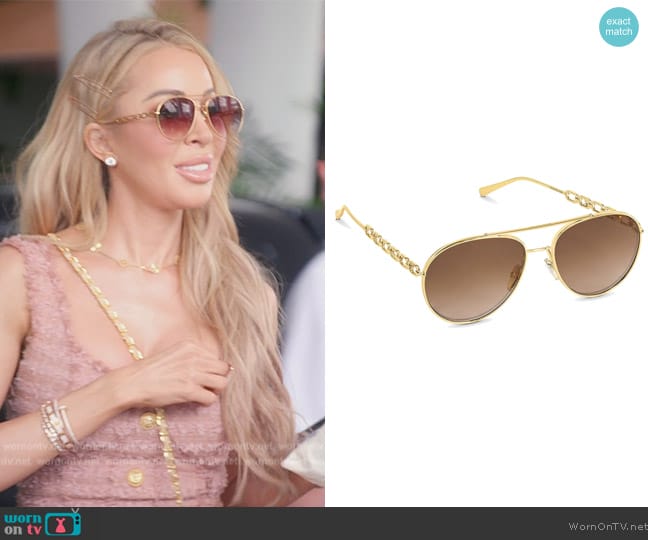 Louis Vuitton Chain Pilot Sunglasses worn by Lisa Hochstein (Lisa Hochstein) on The Real Housewives of Miami