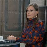 Lucy’s navy and red floral turtleneck dress on General Hospital