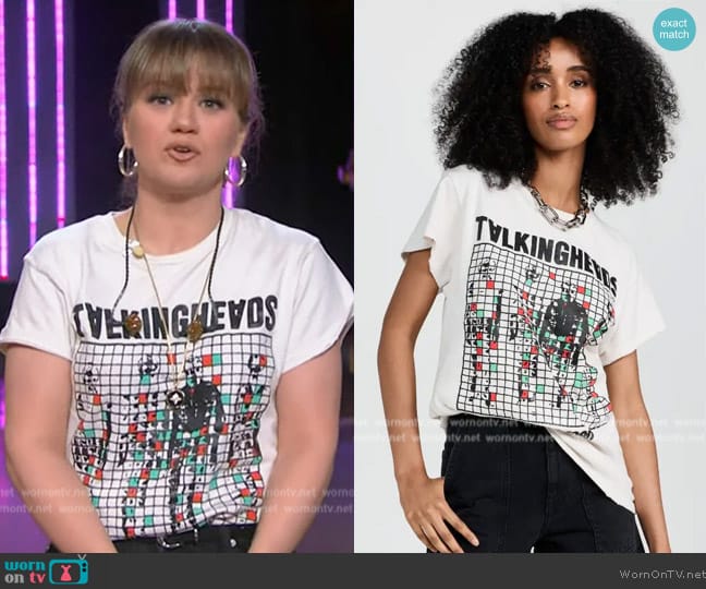 Madeworn Rock Talking Heads 80s Tee worn by Kelly Clarkson on The Kelly Clarkson Show