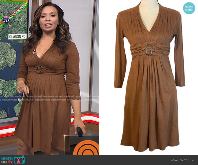 Madison  Snake Skin Print V Neck Long Sleeve Dress worn by Adelle Caballero on Today