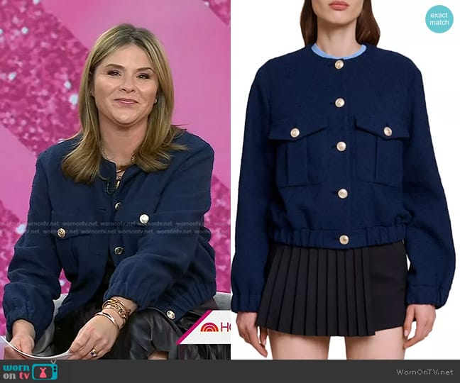 Maje Short Bomber Jacket worn by Jenna Bush Hager on Today