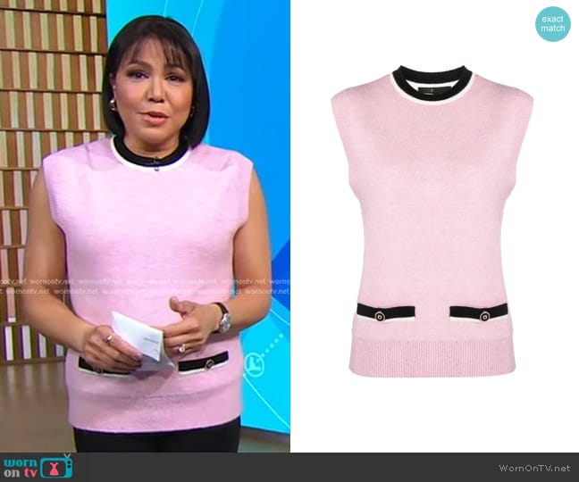 Maje Clove-Detail Sleeveless Jumper worn by Stephanie Ramos on Good Morning America