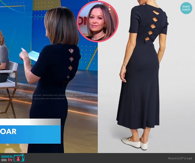 Maje Rolora Long Cut-Out Knit Dress worn by Eva Pilgrim on Good Morning America