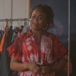 Malika’s red floral print dress on Good Trouble