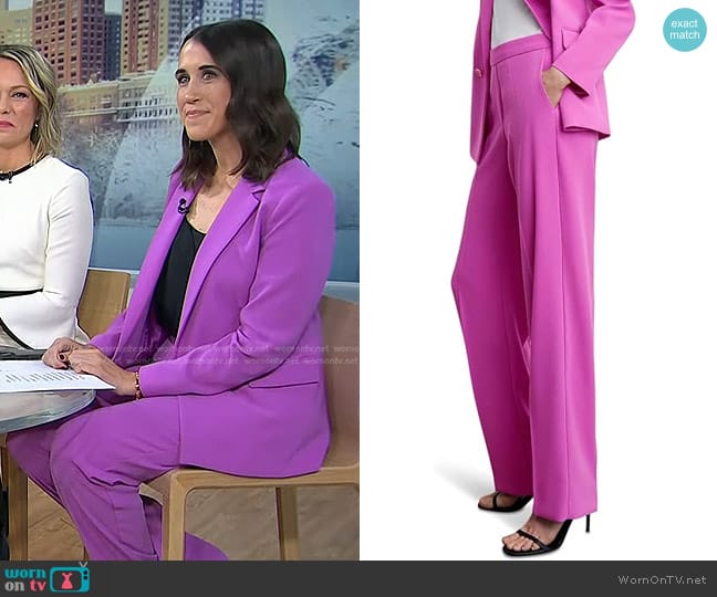 Mango Iguana Trousers in Purple worn by Maggie Vespa on Today