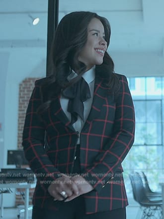 Mariana's black check print blazer on Good Trouble